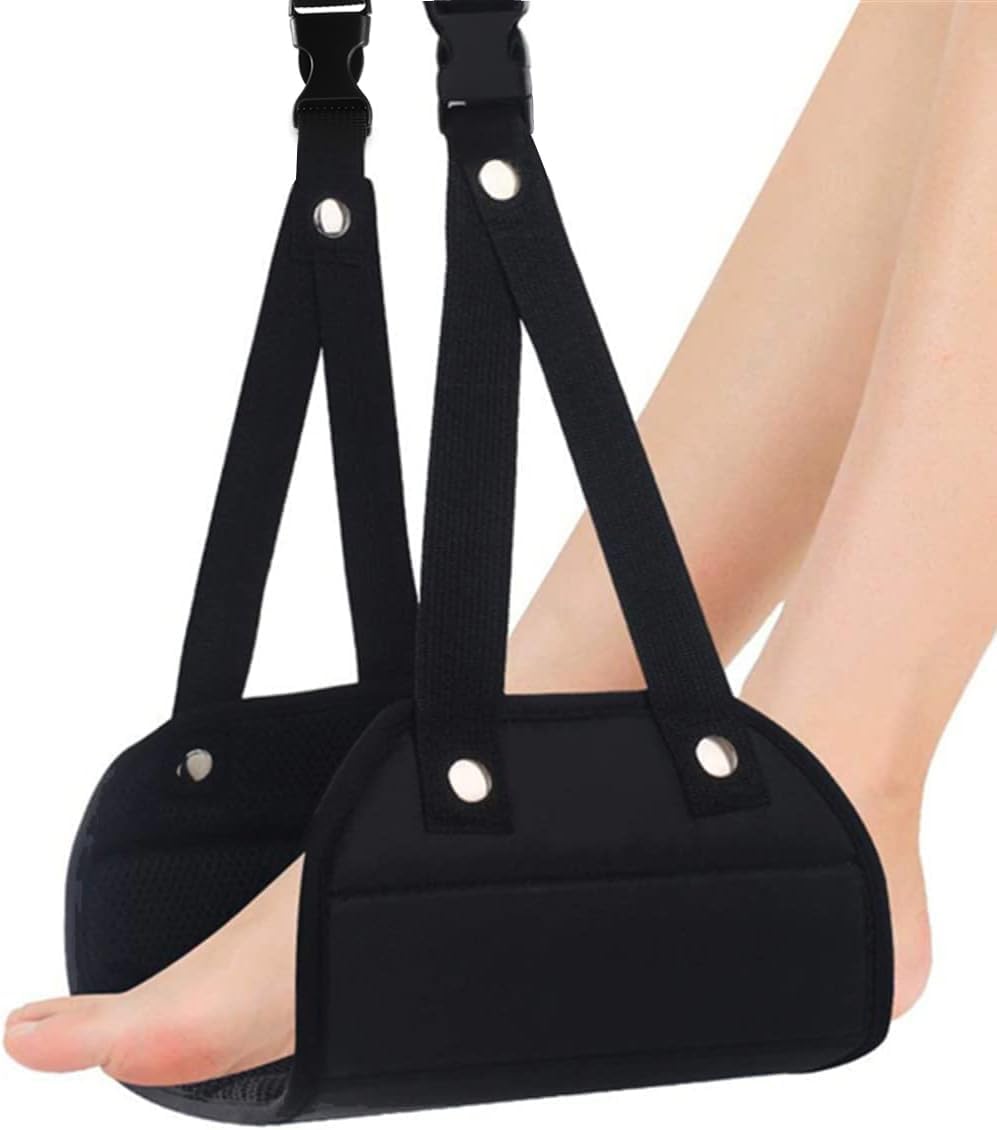 Airplane Footrest - Best Travel Essential, Airplane Travel Accessories, No Clashing Foot Hammock & Portable Plane Leg Rest, Provides Relaxation and Comfortable for Long Flight