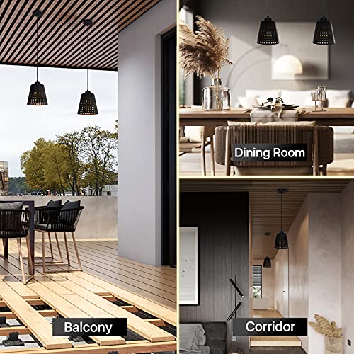 Imoli Industrial Plug in Pendant Kitchen Light Fixtures Farmhouse Modern Black Chandelier Vintage Ceiling Light Fixture Adjustable Hanging Light for Kitchen Island Dining Room Bedroom,E26 Base,1-Pack