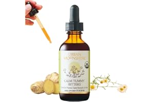 Urban Moonshine Calm Tummy Digestive Bitters - Relief for Nausea & Upset Stomach - Debloat - Digestive Health - Certified Organic - Ginger - Dandelion Root - Chamomile - 2 Fl Oz