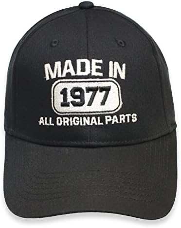 40th Years Anniversary Gift Made in 1977 all original parts Adult Cap Black Embroidery USA MADE HAT