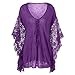 Baifern Womens Tops Sexy V Neck Lace Butterfly Sleeve Plus Size Blouse T Shirt