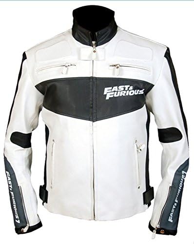 Mens Vin Diesel Dominic Toretto Fast and Furious White Leather Jacket