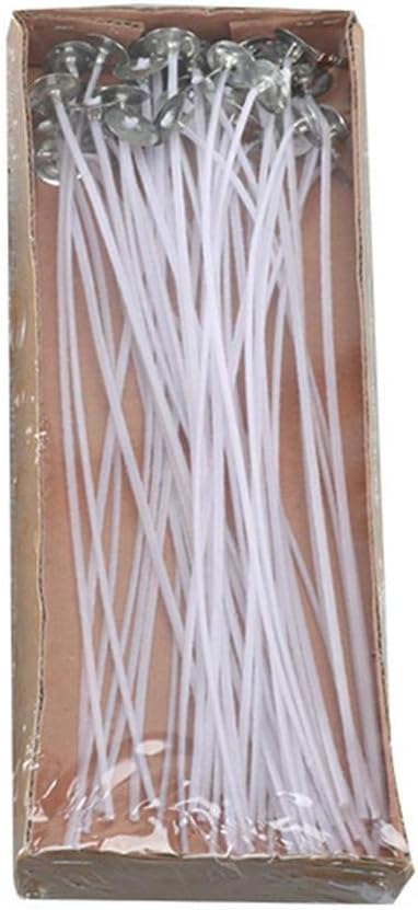 Candle Cotton Core 50Pcs/Set Candle Wicks with Candle Wick Centering Device Natural Cotton Threads No Black Smoke No Odor for DIY Candle Making