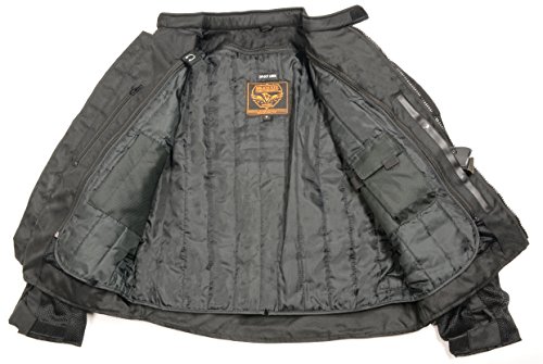 Milaukee Performance-Men's Nylon/ Mesh Combo Moto Jacket w/ Armor-BLACK-3X