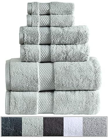 Royal Ascot 100% Zero Twist Cotton Towel Set 6 pc Set- 2 Bath Towels, 2 Hand Towels, 2 Face Towels, 550 GSM, Softer Than a Cloud, Absorbent, Machine Washable, Plush, SPA Towels (Cove, 6 pc Set)
