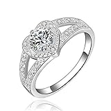 Bangood Women Elegant Crystal Rhinestone Love Heart Wedding Engagement Ring Wedding Bands Size 9