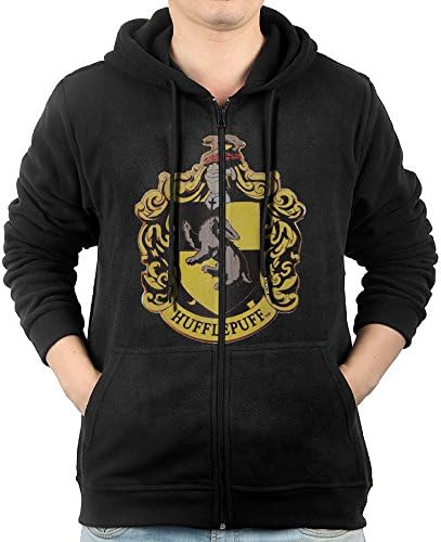 NEW Winter Harry Potter Hufflepuff Quidditch Hooded Sweatshirt Full Zip Men Side Pockets