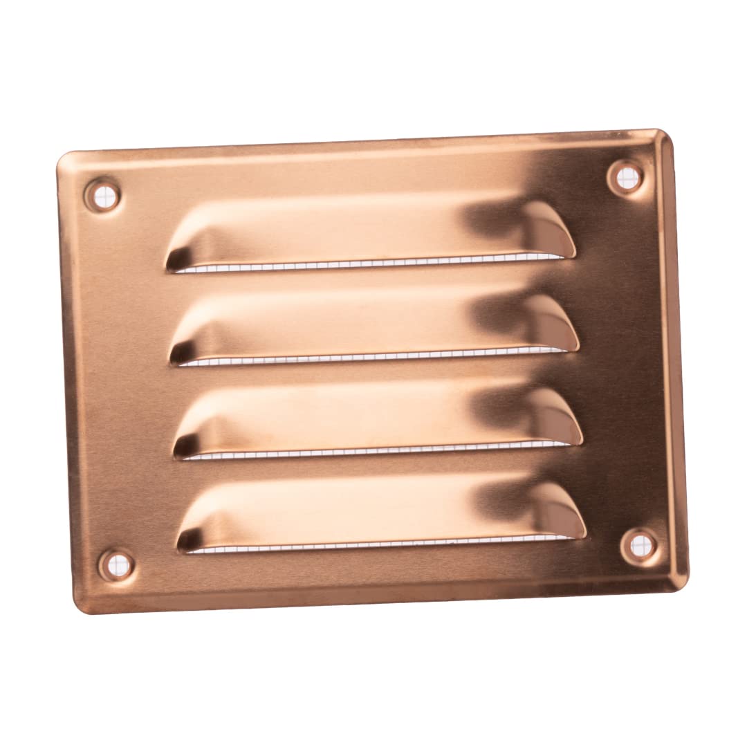 140x105mm / 6x4" inch Copper Metal Air Vent Grille Cover with Insect Mesh - Ventilation Cover