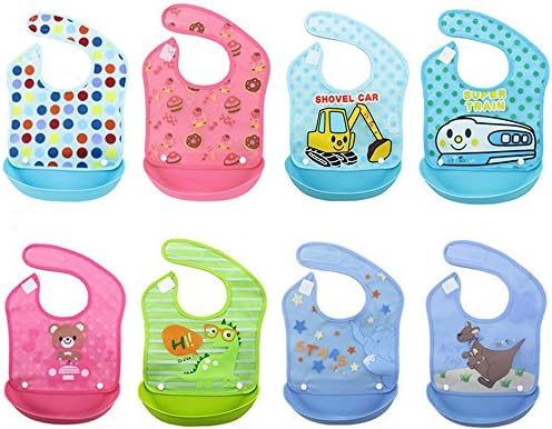 Pack of 2 Random Color Baby Bib ShowTop Comfortable Soft Silicone Saliva Pocket Waterproof Saliva Towel By PetsMostHome