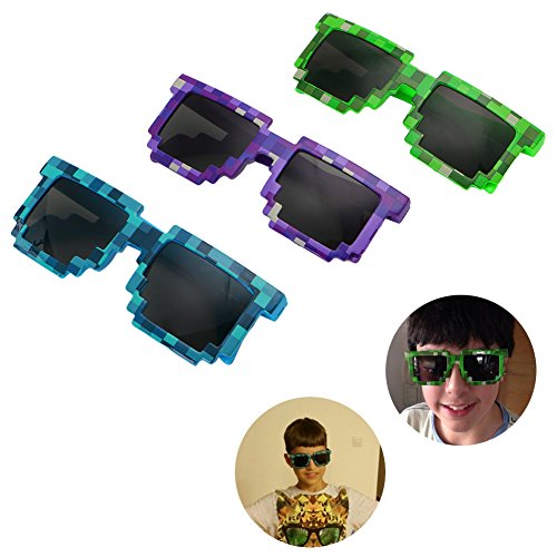 LAYs Kids Pixel Mosaic Sunglasses Eyeglass Toy for Cosplay Party Holiday Gift Photo Prop