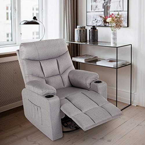 YODOLLA 360° Swivel & 140° Recling Electric Massage Recliner Sofa, Rocking Chair for Living Room Theater Seat Lounge,(Gray) - Thumbnail 2