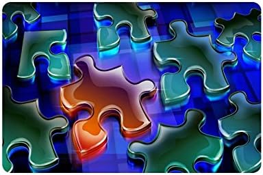 Autism Awareness Puzzle Pieces Pattern Doormat Entrance Mat Floor Mat Rug Indoor/Outdoor/Front Door/Bathroom Mats Rubber Non Slip Size 23.6 x 15.7 inches