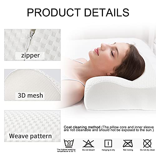 KOKEEONE Memory Foam Bed Pillows Ergonomic Cervical Orthopedic