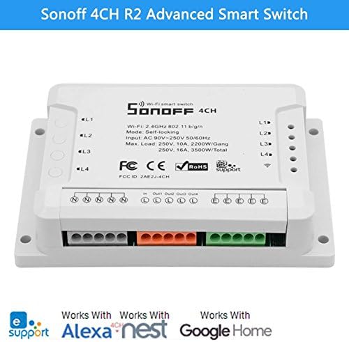 ITEAD 4 Channel WiFI switch for Amazon Alexa and Nest Thermostat with Temperature and Humidity Weather Station (White)
