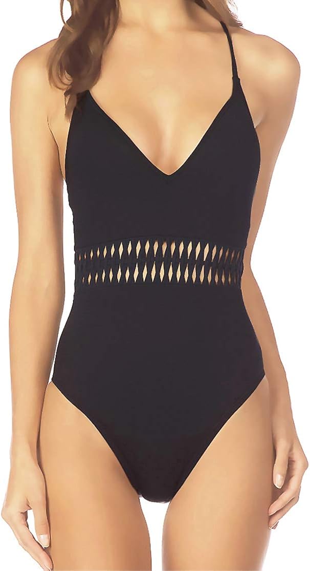 Cole One Piece Swimsuit Tummy Control Lattice Weave Cut Out