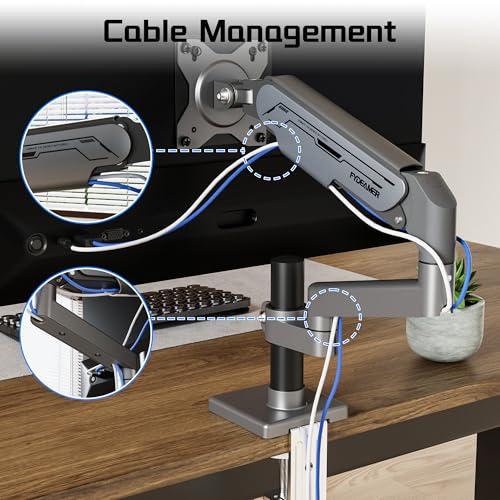 Fydeamer PC Monitor Arm for 17-32 inch Screens, Gas Spring Height Adjustable Desk Mount, Full Motion Swivel Tilt Rotation, VESA 75x75/100x100, 2-9kg Load Capacity, Gunmetal Grey