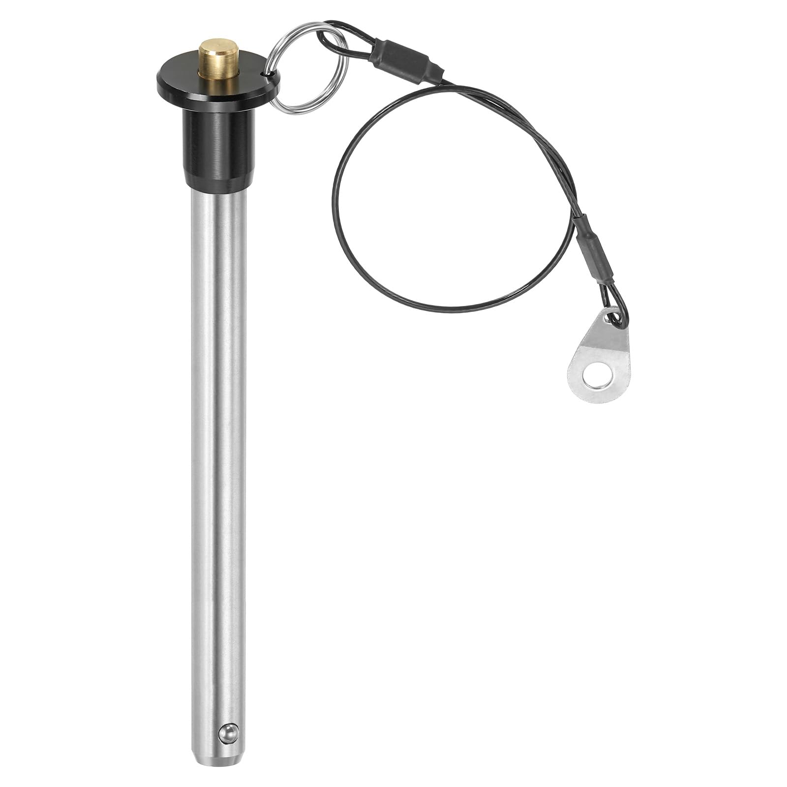 PATIKIL Quick Release Pin 2/5" x 3.94", Ball Locking Pin 304 Stainless Steel Quick Release Fastening Safety Locating Pins with Push Button 25 cm Lanyard Cable (10 x 100mm)
