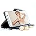 (Not for S6) Samsung S6 Edge Case- Mavis's Diary 3D Handmade Bling Crystal LOVE Heart Pendant Sparkle Glitter Rhinestone Diamond Flowers PU Leather Wallet Type with Magnetic Clasp Credit Card Holder Design Folio Case Cover for Samsung Galaxy S6 Edge with Soft Clean Cloth (Black)