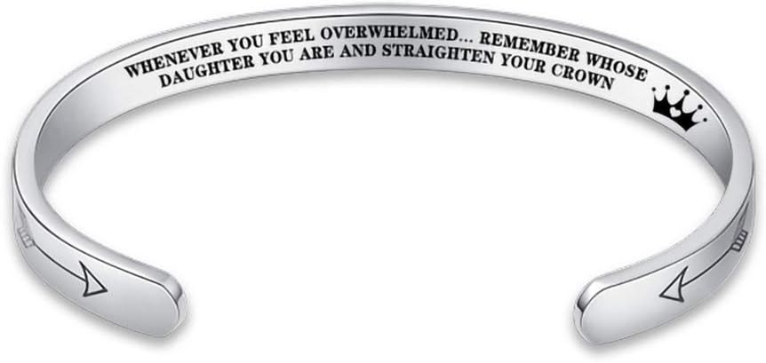 AmyChic Whenever You Feel Overwhelmed Remember Bracelet Stainless Steel Jewelry Inspirational for Girls Women Personalized Gift Engraved Cuff Bangle for Daughter Teen Girls