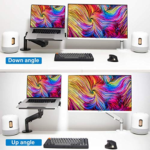 MPK Laptop arm Mount for Desk, Single Gas Spring Laptop Arm Desk Stand/Holder,Extra Laptop Tray
