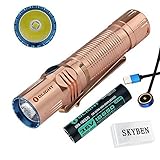 Olight M2R Warrior Cu Limited Edition Copper Cree XHP35 HD CW 1500 Lumen Magnetic Rechargeable Tactical Flashlight, with Charging Cable,Customized 18650 Battery,and SKYBEN Battery Case
