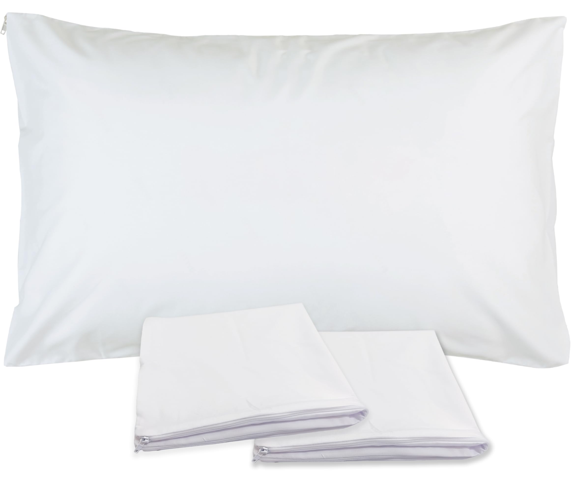 Sirenpho Pack of 2 Pillow Protector Zippered Covers 50x75cm, Anti Dust Mite, Anti-Allergy Hotel Quality Plain Pillow Case, Pillow not Included — image 1