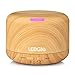 LEDGLE 400ml Air Humidifier Essential Oil Diffuser Elegant Ultrasonic Humidifiers with 3 Timer Settings, Adjustable Mist, Colorful Mood Light, Auto Shut-Off Function, Black Wood Grain (400ML)