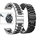 valkit Compatible Gear S3 Frontier/Galaxy Watch 3 45mm Bands,22mm Stainless Steel Solid Wrist Band Metal Bracelet +Screen Protector for Gear S3 Frontier/Classic/Galaxy Watch 46mm, Sliver/Black+Black