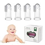 Baby Toothbrush, Tinabless 4PCS Food Grade Silicone Finger Toothbrush for Infant&Toddlers&Kids, Toothbrush Teether and Oral Massager
