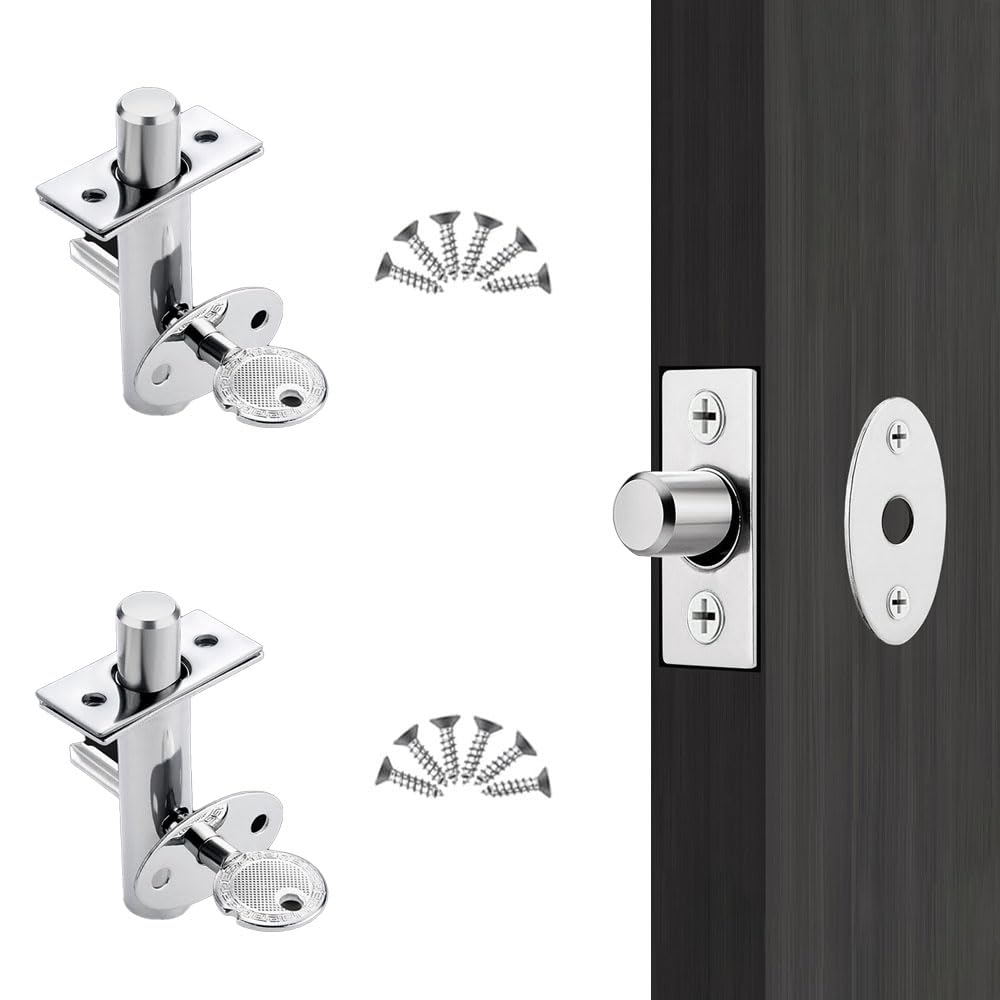 internal door lock Security Bolt 2 Pairs Dead Bolts for Internal door bolts for internal doors with Keys and Screws for hinged ，wooden doors and Internal Window