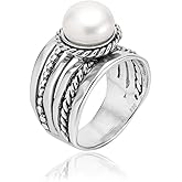 925 Sterling Silver Pearl Beaded Rope Ring by Jean Rachel