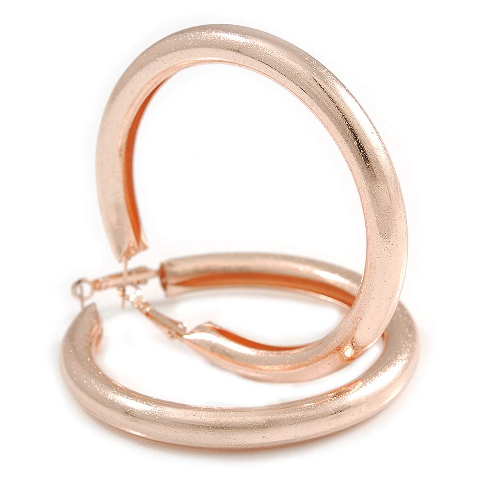 70mm D/Large Thick Textured/Scratched Hoop Earrings/Rose Gold Tone