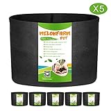 MELONFARM 5-Pack 20 Gallon Grow Bags Heavy Duty Aeration Fabric Pots,Thickened Non-Woven Plant Smart Pots with Durable Handles, for Plant Growing