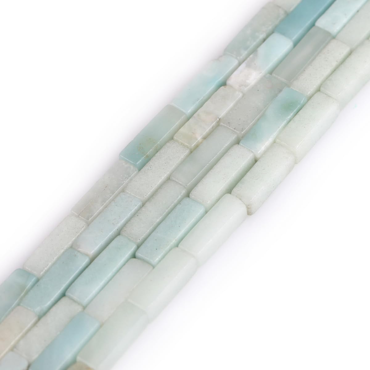 Gem-Inside 4x13mm Natural Light Blue Amazonite Square Tube Cube Cuboid Spacer Beads for Jewelry Making Full 15" Strand Crystal Energy Stone Healing Gemstone