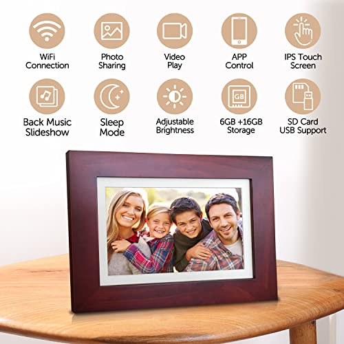 Digital Photo Frame, eco4life 8 inch WiFi Smart Frame with 16GB Storage 1280x800 HD IPS Display