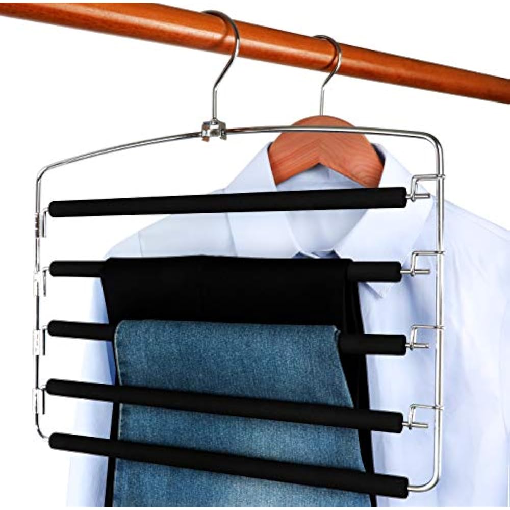 Pants Hangers Slacks 2 Pack, Swing Arm Hanger, Space Saving NonSlip
