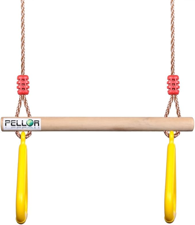 PELLOR Multifunction Children's Wooden Trapeze Swing With Plastic Gym