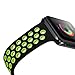 AWSTECH 42mm Soft Silicone Sport Style Replacement Watch band Strap for Apple iWatch Series 1 Series 2 - Black/Fluorescent green