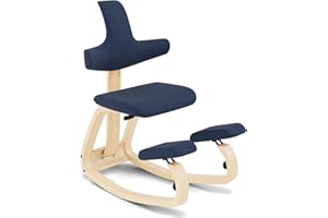 Varier ThatSit Balans Adjustable Ergonomic Kneeling Chair with Backrest, 10-year Limited Warranty, Designed by Peter Opsvik, Blue/Natural