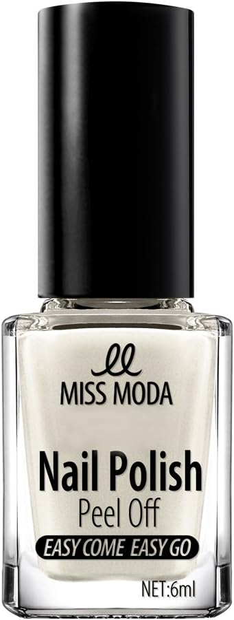 Miss Moda Natural Non-Toxic Water Based Nail Polish Manicure, 90 Second Quick Dry & Easy Peel Off, 1 Pcs (Ivory White)