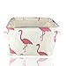 Small Foldable Storage Basket Canvas Fabric Waterproof Organizer Collapsible and Convenient for Nursery Babies Room with Handle (Flamingo)