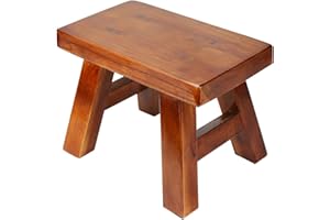 Golden Sun WM Sturdy Step Stool Footstool Solid Wooden Small for Kids Adults Sink Plant Stand Fishing Stool (Brown)