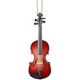 Dselvgvu 4.69" Wooden String Miniature Violin Hanging Ornament Mini Musical Instrument Replica Music Birthday Gifts Holiday Tree Home Decoration Display Ornament Model (4.69" Violin)