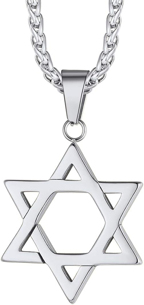 Richsteel Mens Pendants Star of David Pendant Necklace Men Stainless Steel Jewish Gifts Jewellery for Women