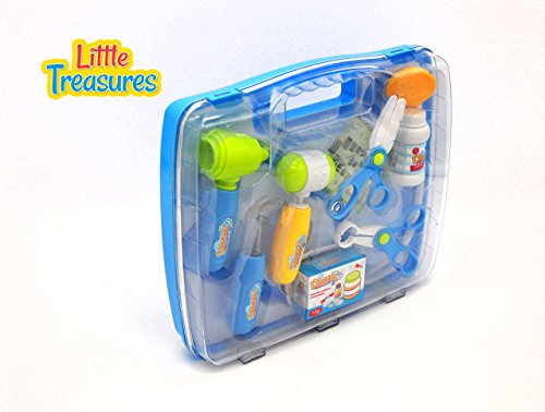 Little Treasures Doctor Medical Play Set - Designed specifically for 3+ Kids; Consist of Stethoscope, Otoscope, Reflex Testing Hammer, Inspection Mirror, Medical Scissors, Medicines, Work Permit Card - Thumbnail 5