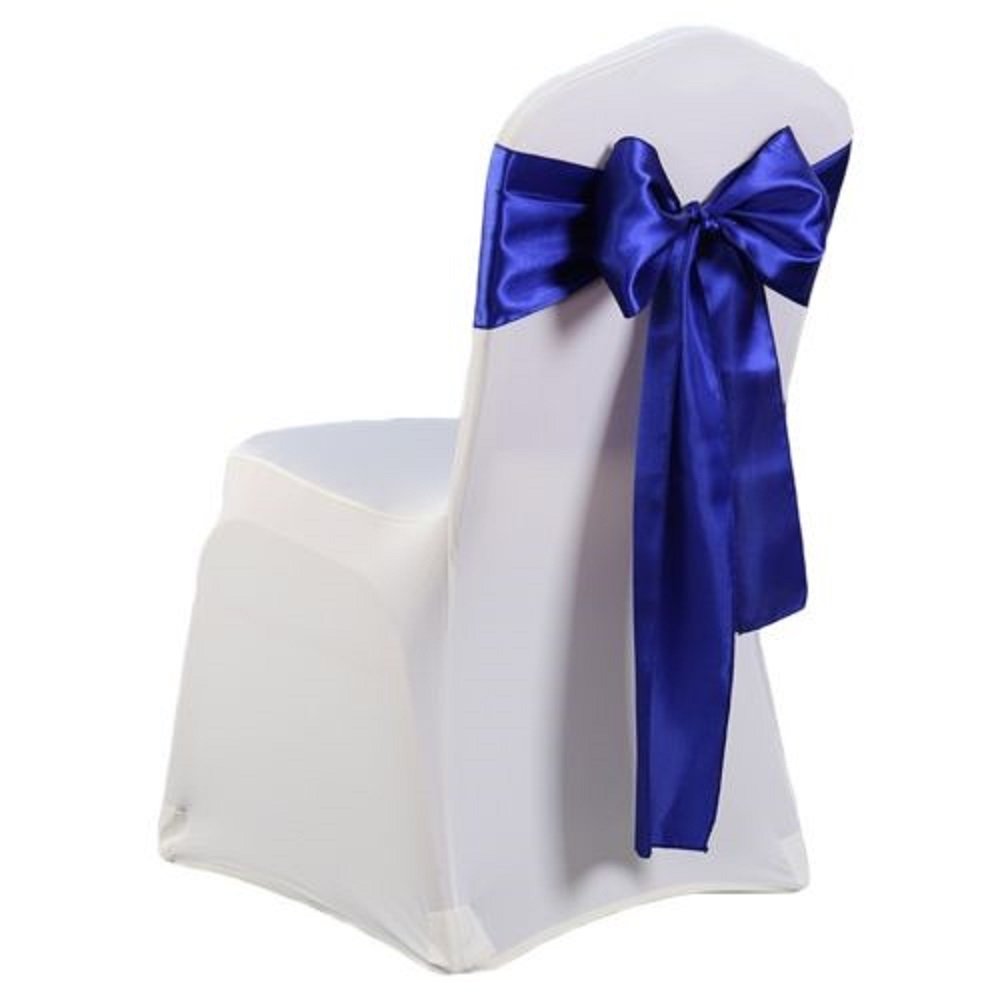 AKA 100pcs Satin Chair Sash 275cmx18cm Chair Sash Bow Back Tie Ribbon