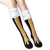 Crazy Funny Chicken Leg Pattern Design Women Knee High Casual Socks (Black)