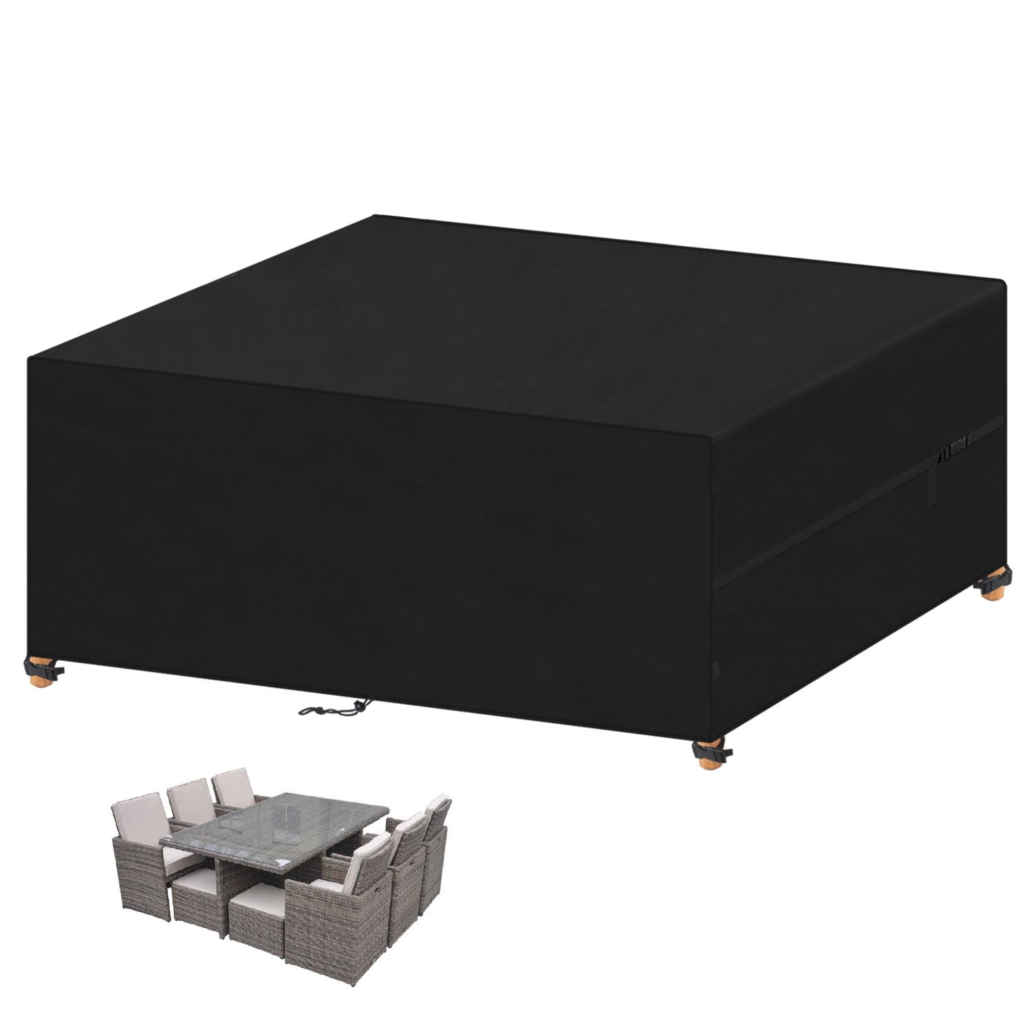 VANSHEIM Garden Furniture Covers Waterproof Outdoor Furniture Covers for Outside Table Cover for Garden Furniture Cover Outdoor Furniture Set Covers Anti-UV 420D Oxford Fabric 280x210x90cm