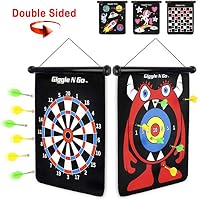 GIGGLE N GO Magnetic Darts Boys Gifts - Very Popular Gifts for Boys and Boys Toys for Age 5 and Above - Reversible and Easy to Set Up, Magnetic Dart Boards, the Safe Indoor Games Option (MONSTER THEME