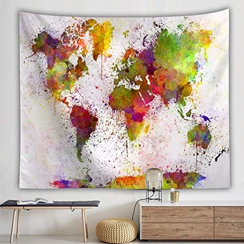 POTENCO Blankets, World Map Picnic Mat Medieval Educational Tapestry Wall Hanging Beach Towel (F, 150150cm)